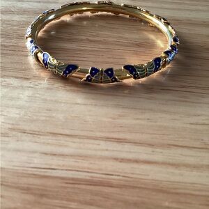 Gold Tone and Blue Butterfly Bracelet